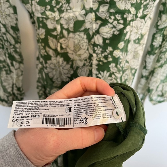 Mango floral « Lila » chiffon midi dress Floral Green Wrap Dress size 4 - Picture 5 of 12